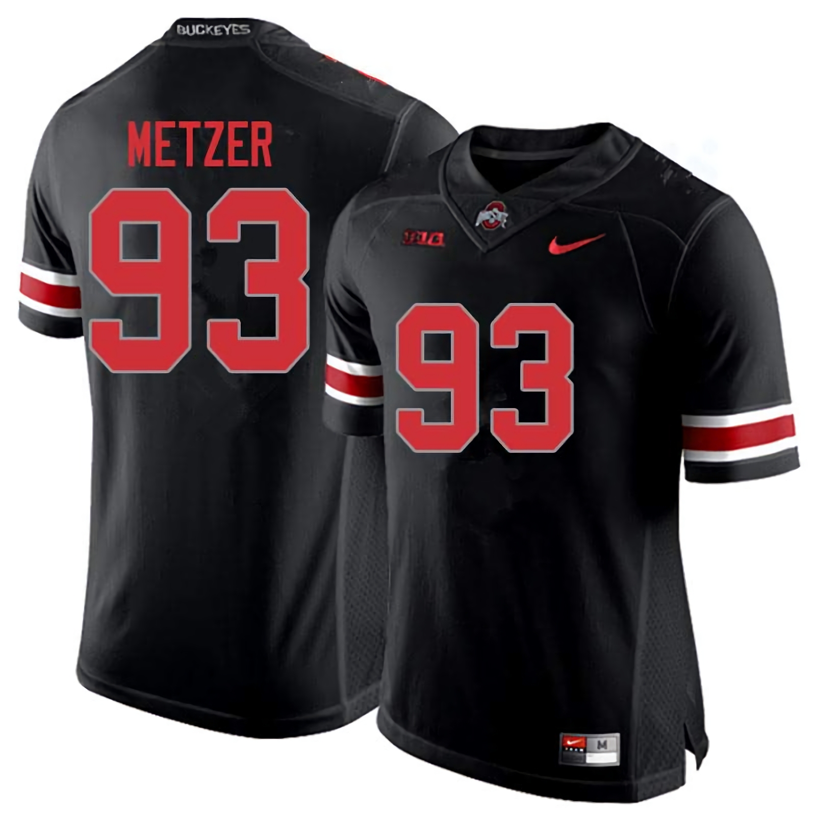 Jake Metzer Ohio State Buckeyes Men's NCAA #93 Nike Blackout College Stitched Football Jersey QQZ2356UH